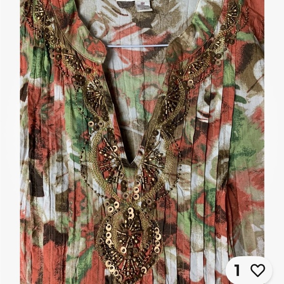 JM Collection Women’s Top Shirt Tunic 18W Wrinkle 3/4 Sleeve 100%Cotton - Picture 7 of 16